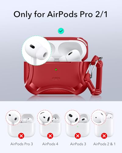 ESR for AirPods Pro 2nd Generation Case, Compatible with Airpods Pro Case 2nd/1st Gen (2023/2022/2019), Compatible with MagSafe, Powerful Drop Protection, Magnetic Lid with Cleaner Kit, Red | Compatible with Airpods Pro Case 2nd / 1st Generation (2023/202