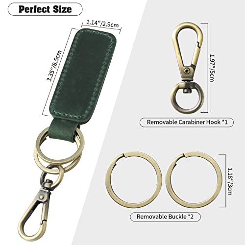 Jack&Chris Genuine Leather Car Keychain, Universal Key Fob Keychain, Leather Key Chain Holder for Men and Women, JC306 - color: Green