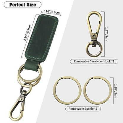Jack&Chris Genuine Leather Car Keychain, Universal Key Fob Keychain, Leather Key Chain Holder for Men and Women, JC306 - color: Green