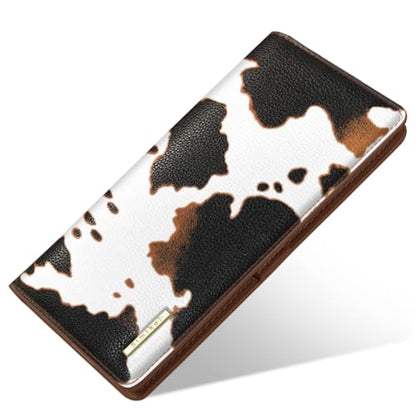 Wallet Women Slim Thin Bifold RFID Credit Card Holder Long Purse - color: Brown Cow