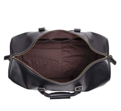 Large Duffel Luggage leather Travel Bag Duffel bag Gym Bag Airplane cabin Approved Carry On Overnight Leather Weekender Mens Duffle Bag For Men and Women 22 Inch (Black)
