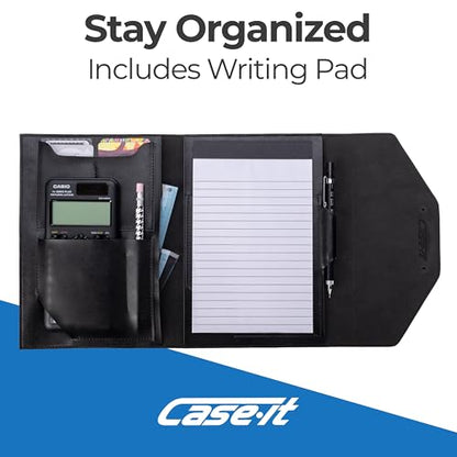 Case-it Business Padfolio | Letter Size | PAD-37-MI Black | Tycoon Mini, Letter Size Writing Pad, Tri-Fold Snap Closure, School & Office - color: Pad-37-mi-black, size: 1 Pack