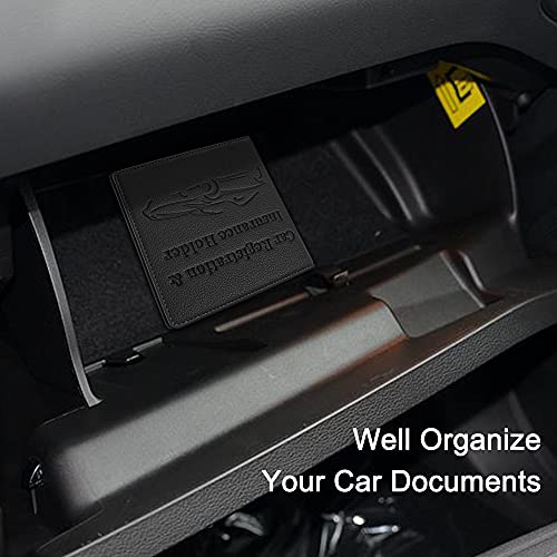 Car Registration and Insurance Holder, Premium PU Leather Vehicle Glove Box Car Organizer Men Women Wallet Accessories Case for ID, Driver's License - Black - color: Black