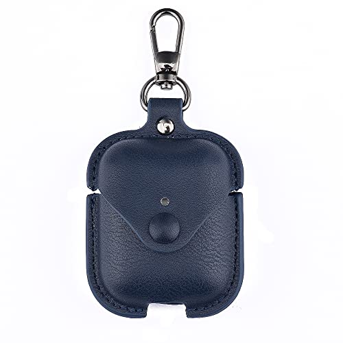 Headphones Cases for AirPods Case Cover, Business PU Leather Cases Covers with Carabiner Apple AirPods 2nd Gen 1st Charging Case Cases - color: Blue, size: AirPods & AirPods 2