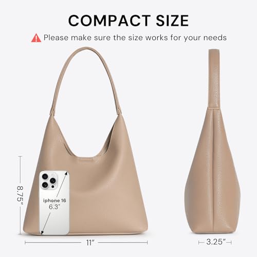 Hobo Bags for Women, Small Slouchy Hobo Purse, Soft Vegan Leather Shoulder Bag Trendy Everyday Tote Handbag, 11'' (28cm)