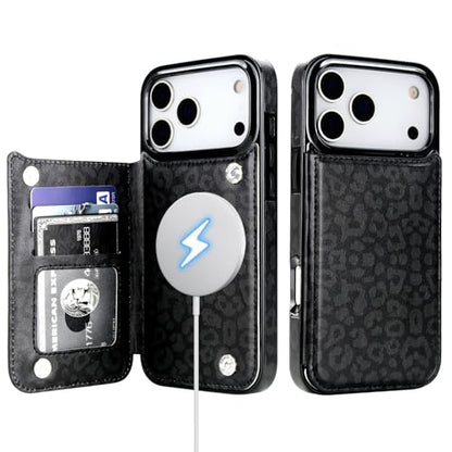 HAOPINSH for MagSafe Wallet Case for iPhone 17 Pro Max,Black Leopard - color: Black Leopard for MagSafe