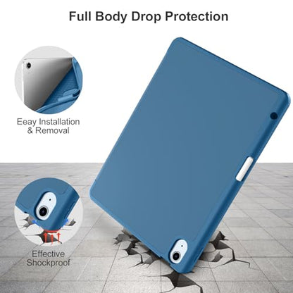 Akkerds for iPad Air 11 Inch Case M4/M3/M2, Air 5th/4th Gen 10.9, Bluemist | With Pencil Holder, for iPad Air Case 2026/2025/2024/2022/2020, Soft TPU Back, Slim Trifold Stand Cover, Auto Sleep/Wake - color: Bluemist