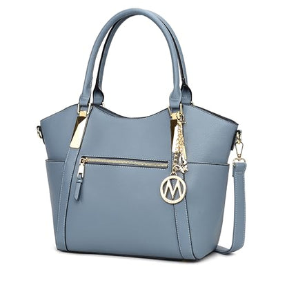 MKF Collection Tote Bag for Women Vegan Leather Shoulder Bag – Top-Handle Purse, Ladies Handbag by Mia K - color: Janise Denim