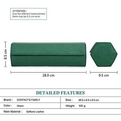 Hiram Genuine Leather Saffiano Leather Watch Roll Travel Case, Leather 4-Watches Roll Case for Treasured Watches and Bracelets(Green) - color: Green, size: 4-slots