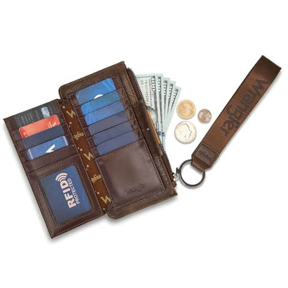X Wrangler Western Wallet for Women Card Cases & Money Organizers Wristlet Wallet with Zipper Pocket - color: 1-Coffee