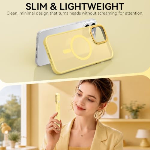 BENTOBEN Magnetic for iPhone 14 Pro Max Case [Compatible with MagSafe] [Military-Grade Protection] Translucent Matte Frosted Slim Shockproof Women Men Phone Case for iPhone 14 Pro Max 6.7",New Yellow - color: New Yellow