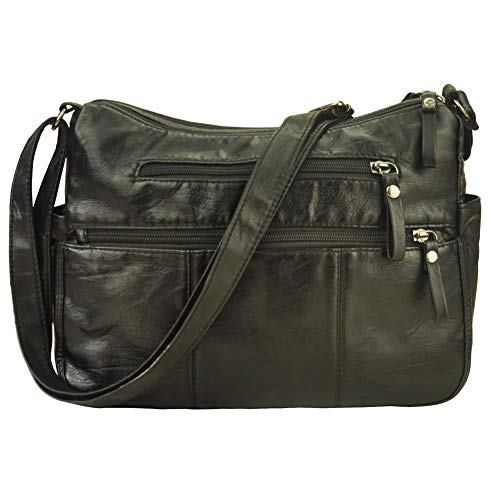 VOLGANIK ROCK Purses for Women Soft PU Leather Shoulder Bag Ladies Crossbody Purse and handbags Lightweight Pocketbook - color: Black-11.8"