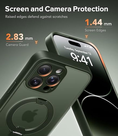 Magnetic for iPhone 14 Pro Case,[Unbreakable & Stable Stand] [Phone Case Compatible with MagSafe] [Military-Grade Protection] Slim Translucent Matte Shockproof Phone Cover,Deep Green - color: Green, size: iPhone 14 Pro (6.1 lnch,3 Lens)