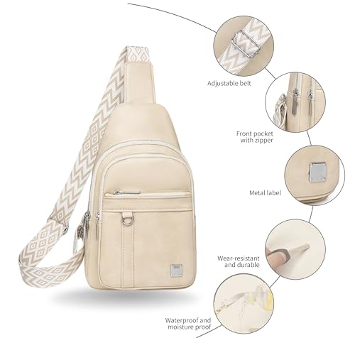 Sling Bag Set, PU Leather Sling Bag, Multi-Zipper Design for Travel, Outdoors, Valentine’s Day Gifts - color: 03-white