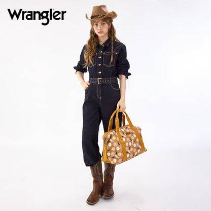 Wrangler Duffel Bag for Women Large Travel Weekender Bag Designer Daisy Flower Print Carry On Bags - color: Canvas Cotton-Daisy