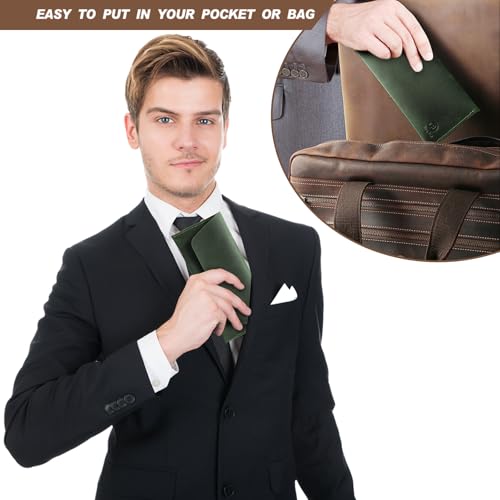 Ringsun Leather Money Cash Envelopes Wallet for Men, Money Bag Pouch Reusable Budget Envelope Wallet, Retro Clutch Wallet, Green - color: Green