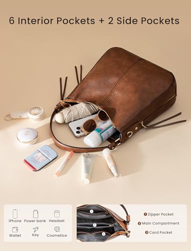 Hobo Crossbody Bag for Women, Designer Shoulder Purse Handbags - color: Brown Flower, size: Large-15.2 inch