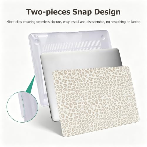 Sparkly Leopard Print Case for MacBook Air 13 inch 2026-2022 M5 M4 M3 M2 | Model A3449 A3240 A3113 A2681 - Glitter Cheetah Spots PU Leather Hard Case for MacBook Air 13.6 inch + Keyboard Cover, Beige - color: Beige