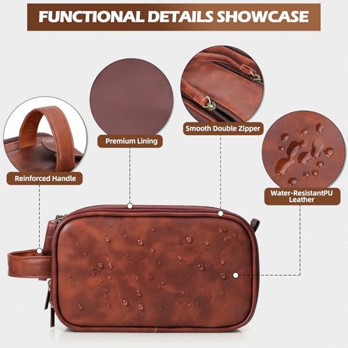 Personalized PU Leather Toiletry Bag for Men, Engraved Initials Waterproof Toiletry Travel Bag, Large Capacity Portable Shaving Bag Travel Essential, Unique Birthday Gift for Men Dad Husband Him,B - style: B