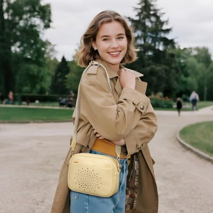 APHISON Crossbody Bags for Women Trendy,Vegan Leather Small Crossbody Purses Shoulder Handbags with Adjustable Strap - color: 08-yellow