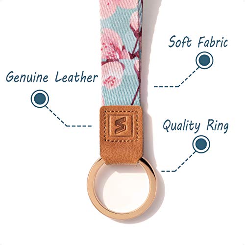 Wristlet Lanyard Strap for Keys, Original Pattern Design Wrist Keychain Holder - color: Fashion Floral-3