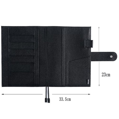 Moterm Leather A5 Planner Cover Fits Hobonichi Cousin, Stalogy & Midori MD | Original Collection (A5+), Pebbled-Black, with Built-in Pen Loop, Card Slots and Back Pocket - color: Pebbled-black