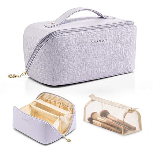 VLANDO Make up Bag,Women Travel Toiletry Case,Carry Handle,Purple - color: 08-Purple