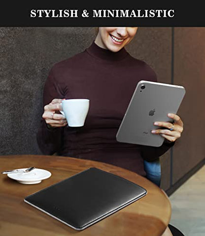 MoKo 9-11 Inch Tablet Sleeve, PU Leather Briefcase Slim Stylish Case - color: Black, size: 9-11 inch