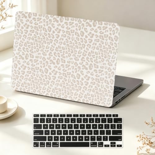 Sparkly Leopard Print Case for MacBook Air 13 inch 2026-2022 M5 M4 M3 M2 | Model A3449 A3240 A3113 A2681 - Glitter Cheetah Spots PU Leather Hard Case for MacBook Air 13.6 inch + Keyboard Cover, Beige - color: Beige