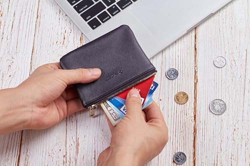 Chelmon Vegan Leather Coin Purse Pouch Change Purse With Zipper For Men Women - color: CH Steel Purple