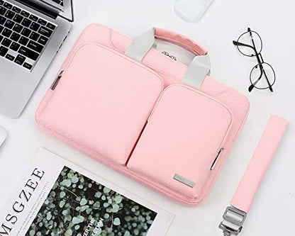 Lacdo 360° Protective Laptop Shoulder Bag, 16 inch Computer Bag for 16 inch MacBook Pro M5 Pro/Max A3428 A3429 (2026), M4/M3/M2/M1 Pro Max A3403 A3186 A2991 A2780 A2485 2024-2019 Messenger Bag, Pink - color: Pink, size: 16 Inch New MacBook Pro