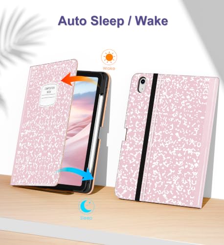 DTTO for iPad Air 11-inch Case M4 / M3 / M2 (2026/2025/2024), Pink Book | Slim Reading PU Leather Cover with Pencil Holder for iPad Air 5/4, Card Slot, Vertical & Horizontal Angles, Auto Wake/Sleep - color: Pink Notebook