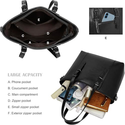 Women Purses and Handbags Tote Shoulder Bag Top Handle Satchel Bags for Ladies - color: Gloss Black