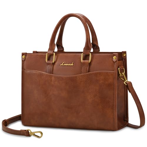 LOVEVOOK Purses and Handbags for Women, Vintage Color Block Satchel Tote Bag, Trendy Top Handle Crossbody Shoulder Purse - color: Brown-s Single
