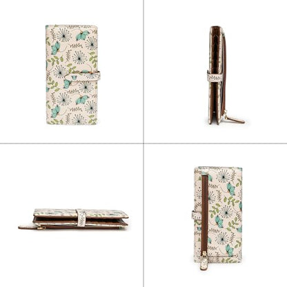 Slim Wallets for Women Credit Card Holder RFID Bifold Clutch Long Ladies Billfold Wallets with Zipper Coin Pocket ID Window Cactus - color: Cactus