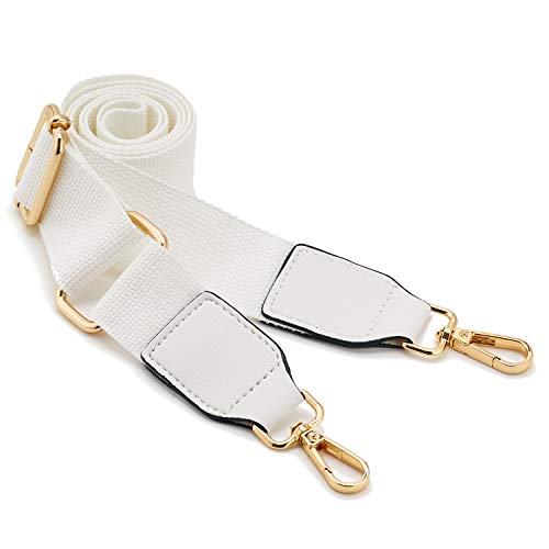 DEVPSISR Wide Shoulder Purse Strap Replacement Adjustable Belt Canvas Bag Crossbody Handbag - color: Leather Buckle-white