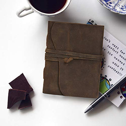 Leather Journal Handmade Diary Travel Vintage Bound Notebook for Men & Women Antique Finish Genuine Leather Quality Lined Brown Paper Perfect for Notes Art Sketchbook 8X6 Inches - Brown - style: 8X6 Inches - Brown Lined