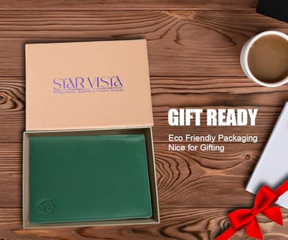 STAR VISTA Phoenix Leather Passport Holder, Calfskin Travel Wallet - RFID Blocking, ID Window, Zipper Pocket, Pen & Notebook Included, Mint - color: Mint Green B