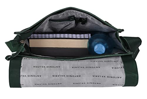 Antonio Valeria Albert Premium Leather Messenger Bag for Men - color: Oily Wash Green