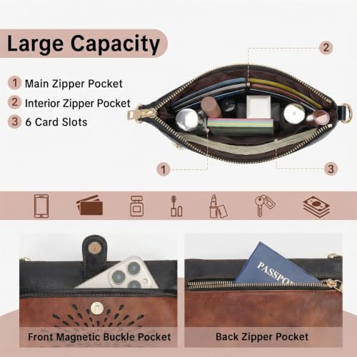 APHISON Wristlet Wallets Clutch Purses Small Crossbody Bags For Women, Cell Phone Wallet Purse RFID Wallet Women - color: 06-black Brown