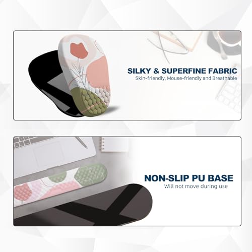 Ergonomic Mouse Pad and Keyboard Wrist Rest with Massage Design, Space-Saving Mouse Pad Wrist Support, Memory Foam Wrist Rest with Non-Slip PU Base for Computer Desk, Rose - color: Massage05-rose