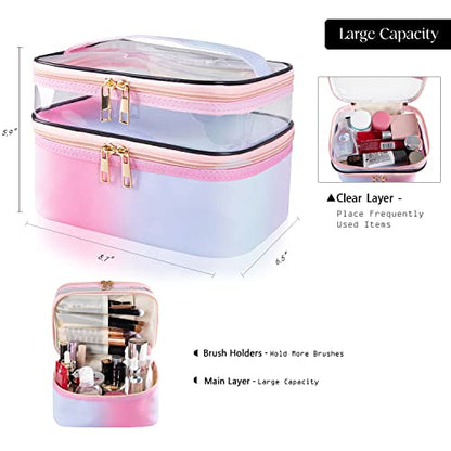 Travel Makeup Bag Cosmetic Bag Makeup Bags for Women Cosmetics Cases Portable Waterproof Foldable (Rainbow Pink) - color: Rainbow Pink