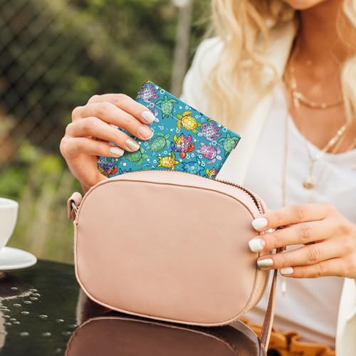 2Pcs PU Leather Small Squeeze Coin Purse Pouch Mini coin Bag Unique And Cute Wallet Cosmetic Bags Change Bag For Women Girls Men Colorful Turtle Pattern - color: Colorful Turtle Pattern
