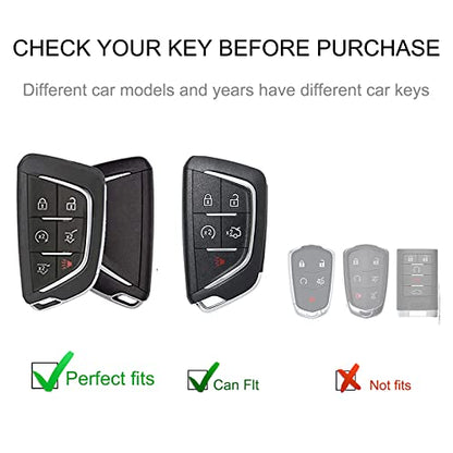 for Cadillac Key Fob Cover with Leather Lanyard, Car Key Fob Case Compatible with Cadillac Escalade or Escalade ESV 2021 2022 2023 Smart Key Protector Holder - style: For Cadillac B