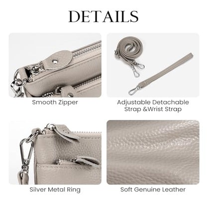 befen Genuine Leather Wristlet Clutch Wallet Purses with RFID Blocking - color: Grey