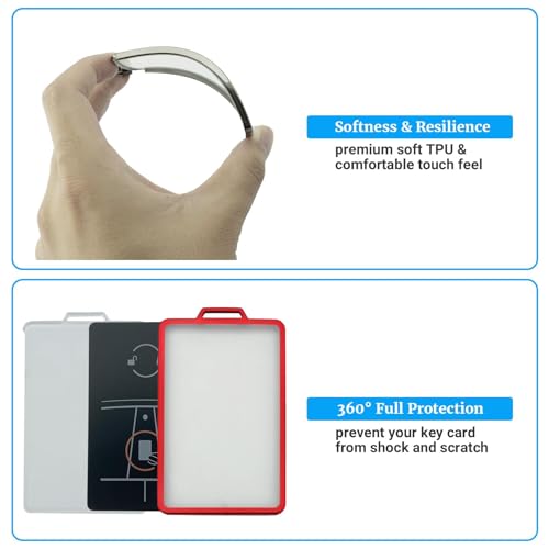 Joouheax Transparent Card Key Holder for Tesla, Soft TPU, Red | Transparent Soft Card Case Cover for Model Y/3/S/X Cybertruck Accessories - color: Red