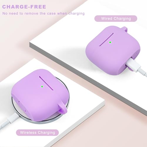 KOUJAON Compatible with AirPods 4 Case Cover, Soft Silicone Protective Cover with Bracelet Keychain, Compatible with Apple AirPods 4th Generation Wireless Earbuds (Light Purple) - color: Light Purple