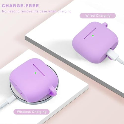 KOUJAON Compatible with AirPods 4 Case Cover, Soft Silicone Protective Cover with Bracelet Keychain, Compatible with Apple AirPods 4th Generation Wireless Earbuds (Light Purple) - color: Light Purple