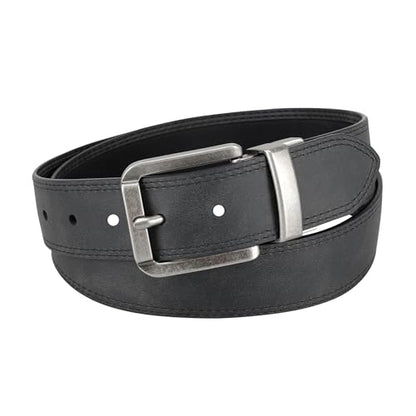 Columbia Men's 2-in-1 Reversible Casual Leather Belt – Versatile Everyday Style, Dual-sided Strap - color: Black/Black Canvas, size: Medium (34-36)