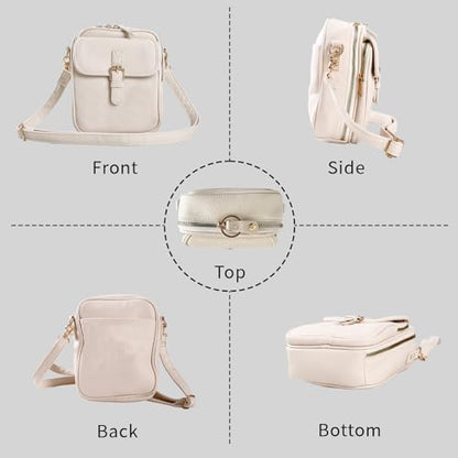 Leather Crossbody Bag for Women,Anti-Theft Messenger Bag with Large Capacity,Built-in Purse Card Slots Shoulder Sling Bag - color: White